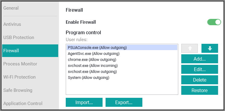 panda antivirus firewall